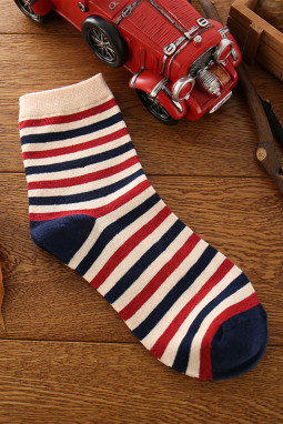 条纹男式国旗中筒个性袜子