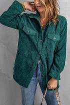 绿色口袋灯芯绒衬衫外套