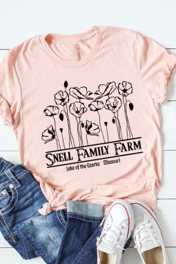 粉色 Snell Family Farm 花卉图案印花 T 恤