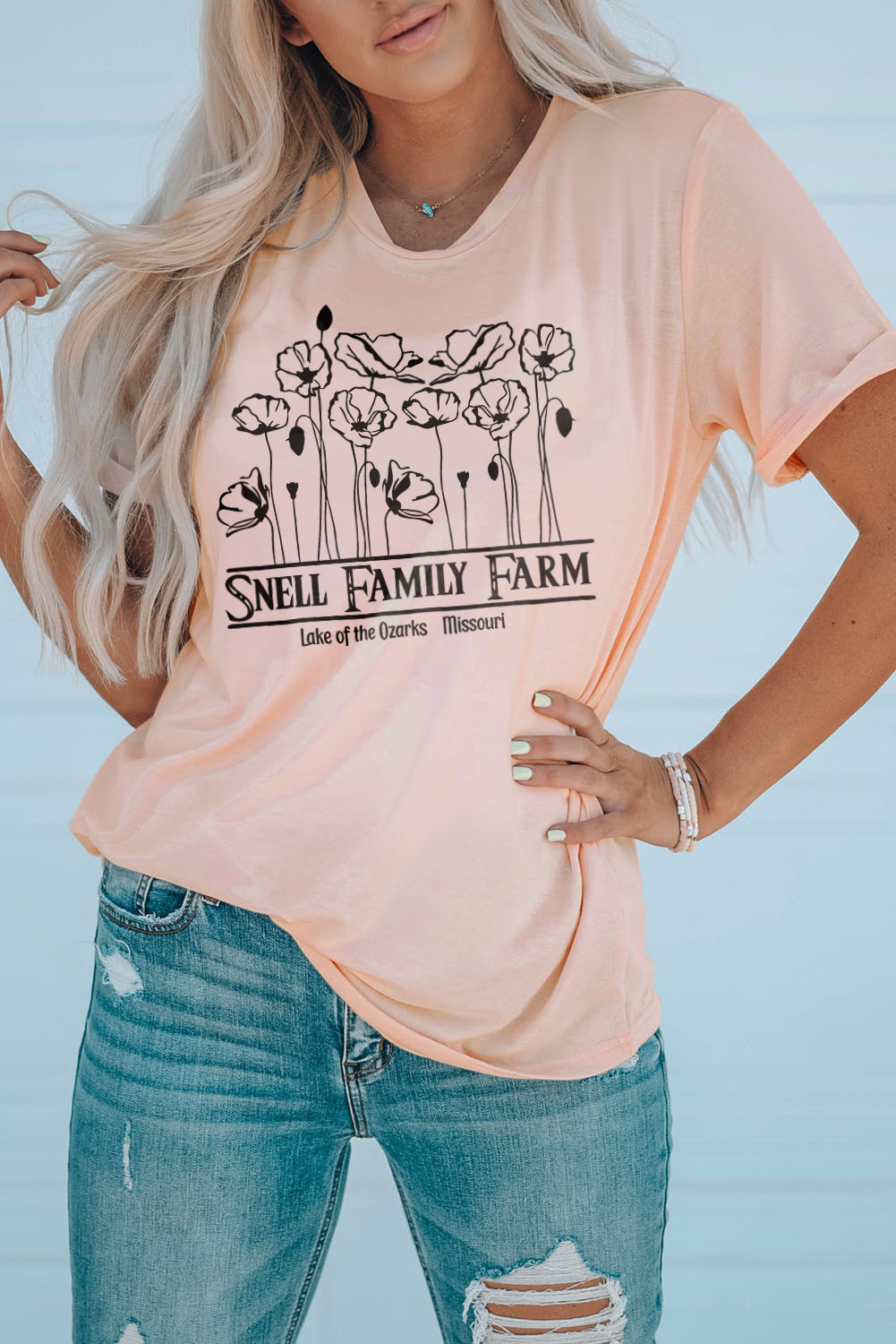 粉色 Snell Family Farm 花卉图案印花 T 恤 LC25217977
