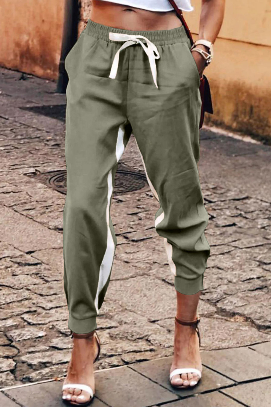 striped drawstring pants