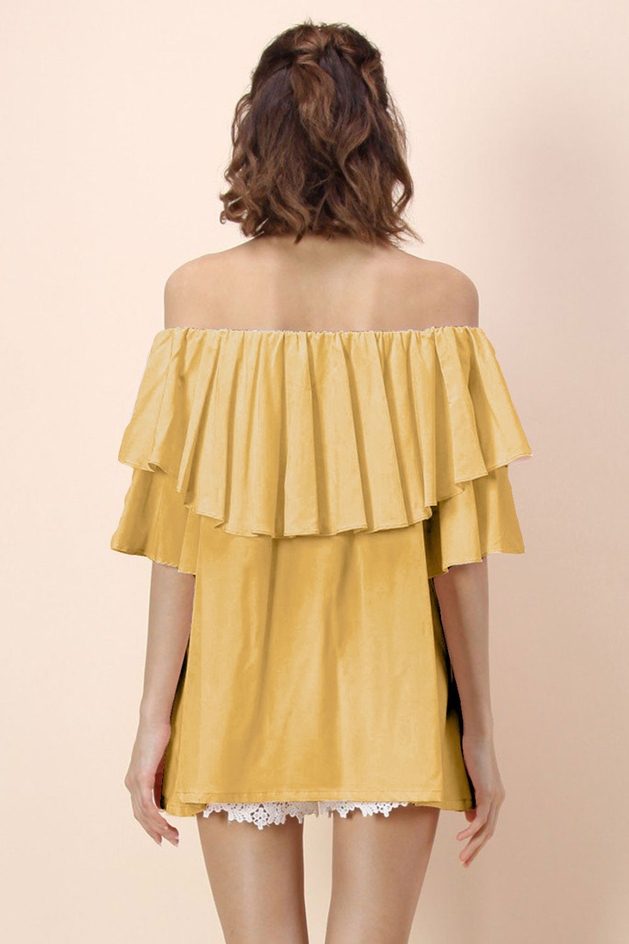 off shoulder top yellow