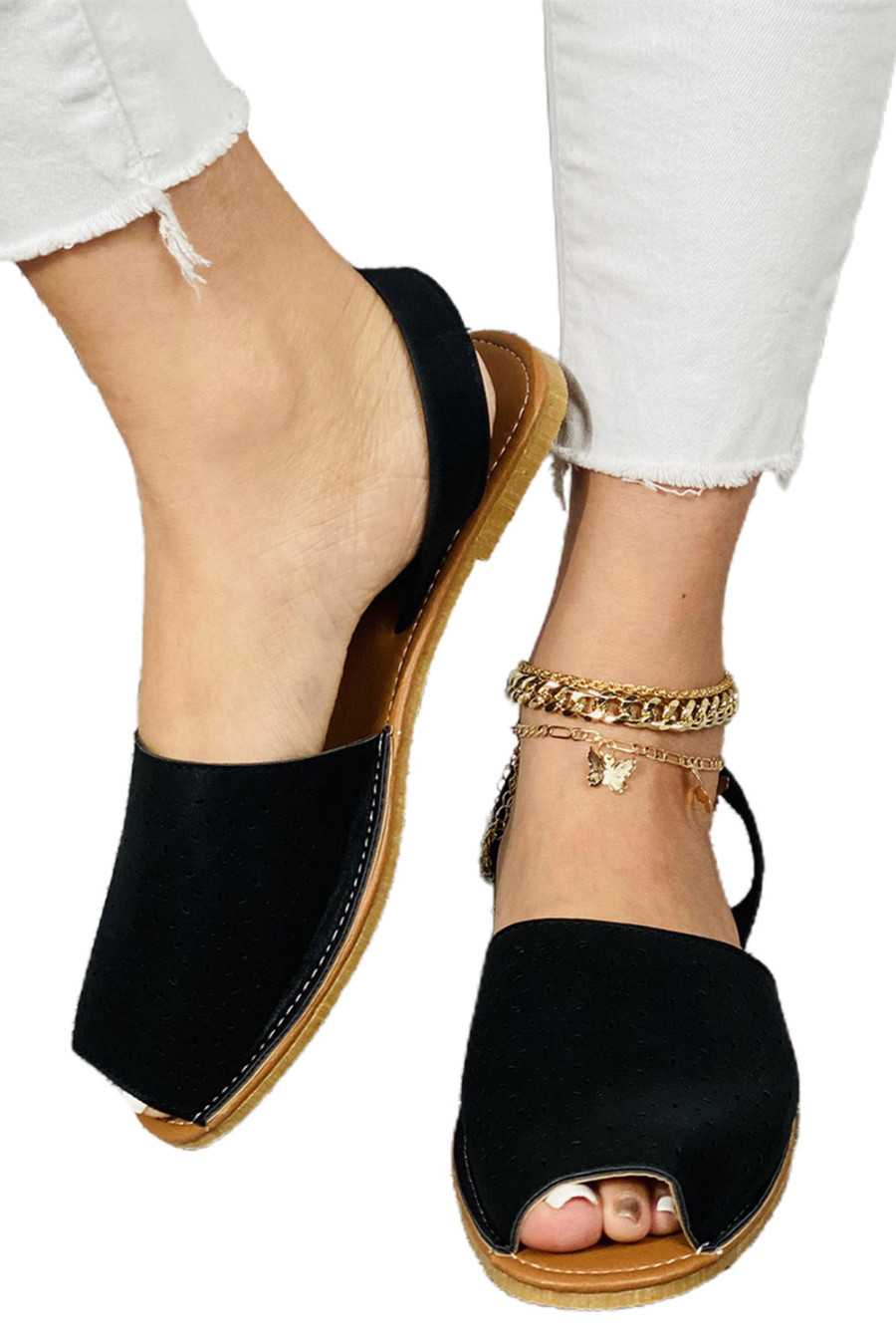 flat peep toe slingbacks
