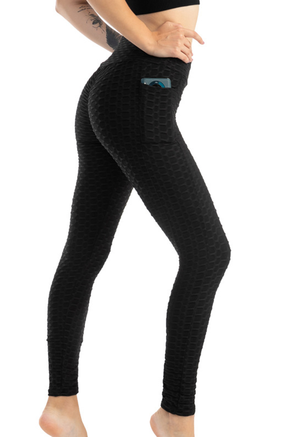 SHEWIN Black High Waist Tik Tok Leggings - SHEWIN
