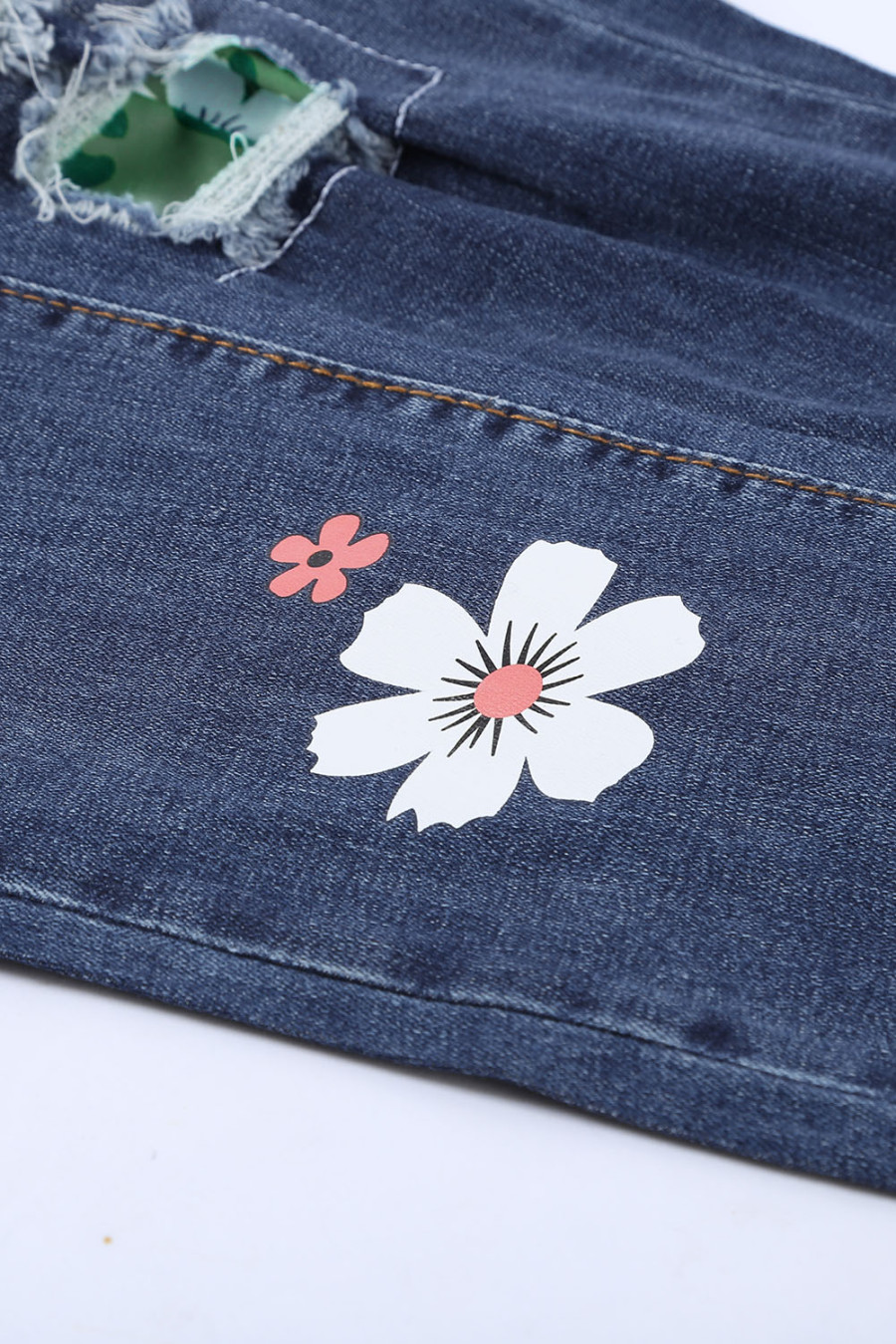 leopard patch distressed jeans