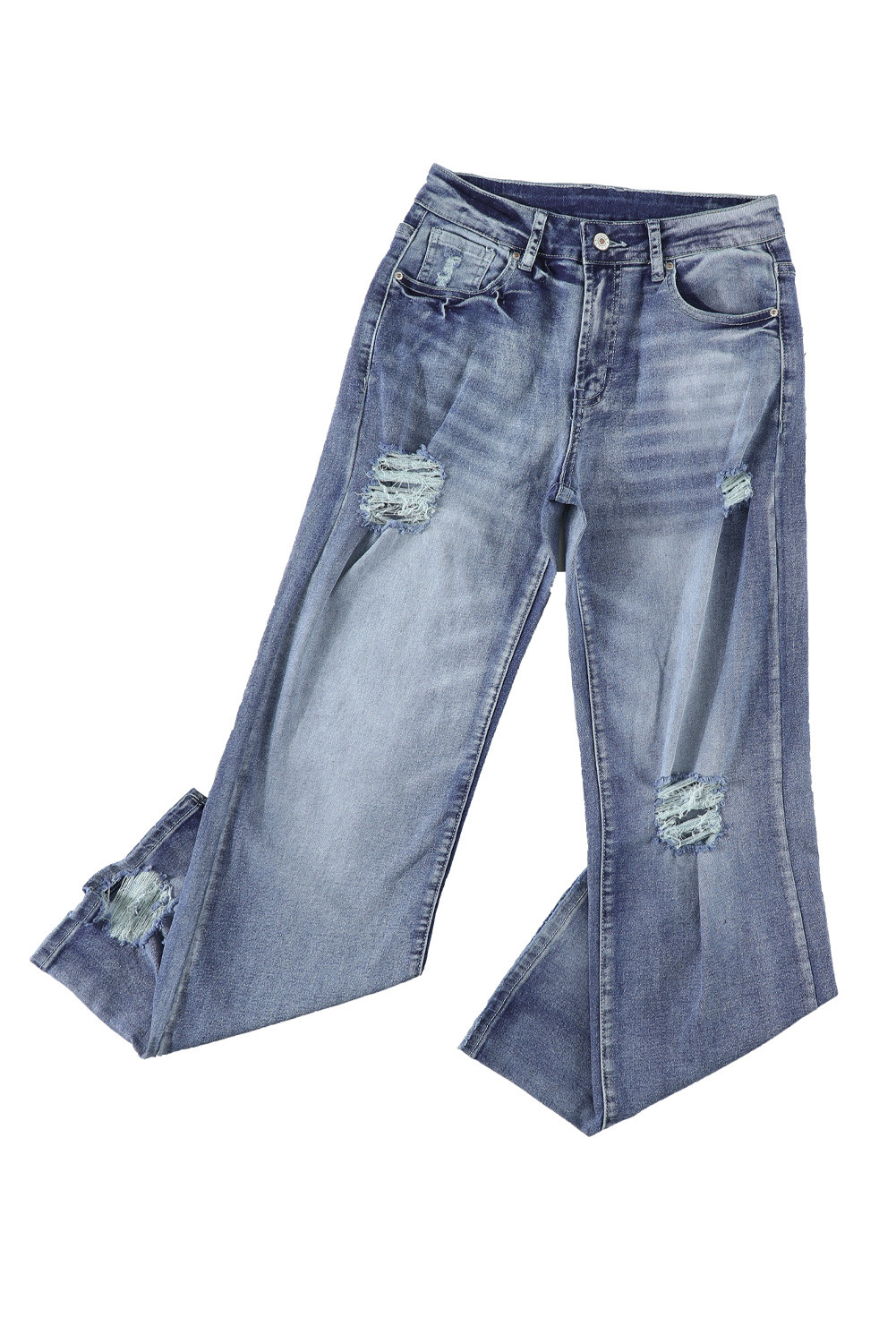blue high rise flare jeans