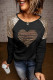 Black and Gold Heart Shaped Long Sleeve Sequin Top
