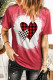 Red Short Sleeve Heart Shape Printed Crew Neck T Shirt