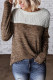 Brown and Off White Color Block Long Sleeve Shirt