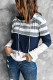 Navy Blue and White Stripes Pullover Hoodie for Women