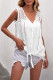 White Lace Tie Front Button Tank Top