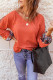 Orange V Neck Thermal Long Sleeve Shirt for Women