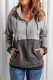 Gray Zip Front Comfy Collared Pullover Hoodie