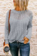 Gray Round Neck Lace Splicing Knitted Sweater