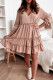 Pink V Neck Frilled Tiered Flowy Mini Dress