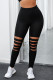 Black Casual Hollow Out Fitness Activewear Leggings