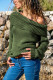 Green Off The Shoulder Knitted Sweater