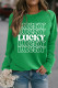 Green Lucky Crew Neck Sweatshirt for Women