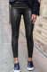 Black Casual Shiny Leopard Textured Legging For Women