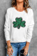 White Comfy Clover Print Sweatshirt for Women