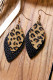 Leopard Print Double-layered Black Leather Earrings