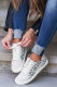 Gray Casual Leopard Patchwork Lace Up Sneakers