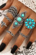 7Pcs Floral Geometric Turquoise Vintage Ring Set