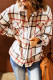 Khaki Plaid Print Buttoned Shirt Jacket with Pocket