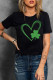 Black Glitter Clover Heart Print Short Sleeve St Patrick's Day Shirt