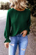 Green Casual Round Neck Ruffle Bubble Sleeve Solid Blouse Top
