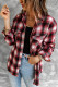 Red Button Down Women's Collared Plaid Shirt