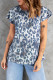 Animal Print Tiered Ruffle Sleeve T Shirt for Women