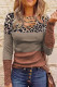 Colorblock Cheetah Print Lace Detail Crisscross Strap Long Sleeve Shirt