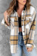 Womens Hooded Flannel Button Up French Cuff Plaid Shirt