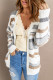 White Casual Colorblock Open Front Cardigan