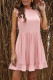 Pink Casual Pocketed Ruffle Babydoll Mini Dress