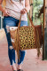 Brown Western Leopard Color Block Tassel Tote Bag