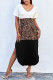 Black Casual Leopard Colorblock Slit Maxi Dress