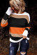 Orange Casual Colorblock Drop Sleeve Knit Sweater