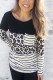 Cheetah Print and Stripes Pullover Long Sleeve Shirt in Black