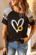 Black Heart and Sunflower Graphic Tee Short Sleeve Raglan Shirt