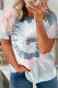Multicolor Casual Tie-dye Raglan Sleeve Plus Size T-shirt
