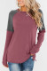 Plum and Gray Raglan Sleeve Colorblock Pullover Long Sleeve Shirt