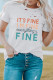 Off White Sayings Print Distressed T Shirt for Women