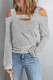 Gray Long Sleeve Cut Out Cold Shoulder Top