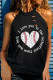 Black Casual Baseball Letter Print Cut Out Graphic Tank Top