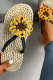 Green Casual Sunflower Straw Flip Flop