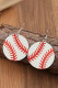 White Casual Baseball Element Drop Earrings