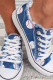Light Blue Casual Baseball Element Print Lacing Up Sneakers