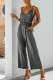 Gray Casual Solid Spaghetti Strap Sleeveless Jumpsuit with Pockets